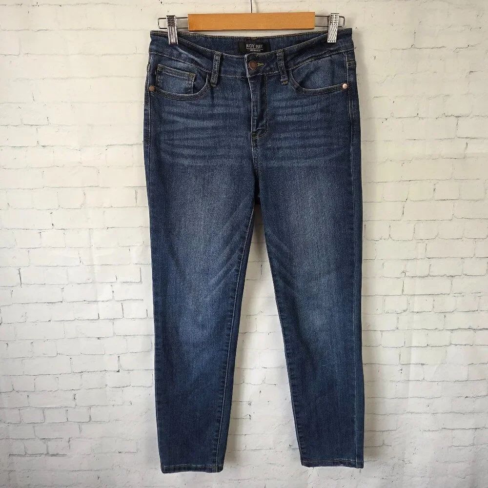 Judy Blue Relaxed Fit Slim Straight Jeans Size 28 Waist Dark Wash Stretch Denim